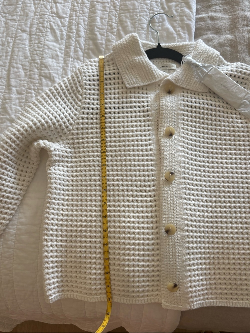 NWT Vince block Stitch Cardigan Sweater Jacket Crochet Button-Up Collared - Picture 7 of 7